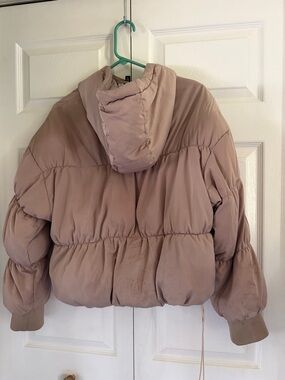 Divided Hooded Puffer Jacket in Dusty Mauve